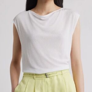 Boss ribbed cowl neck tank XL white new